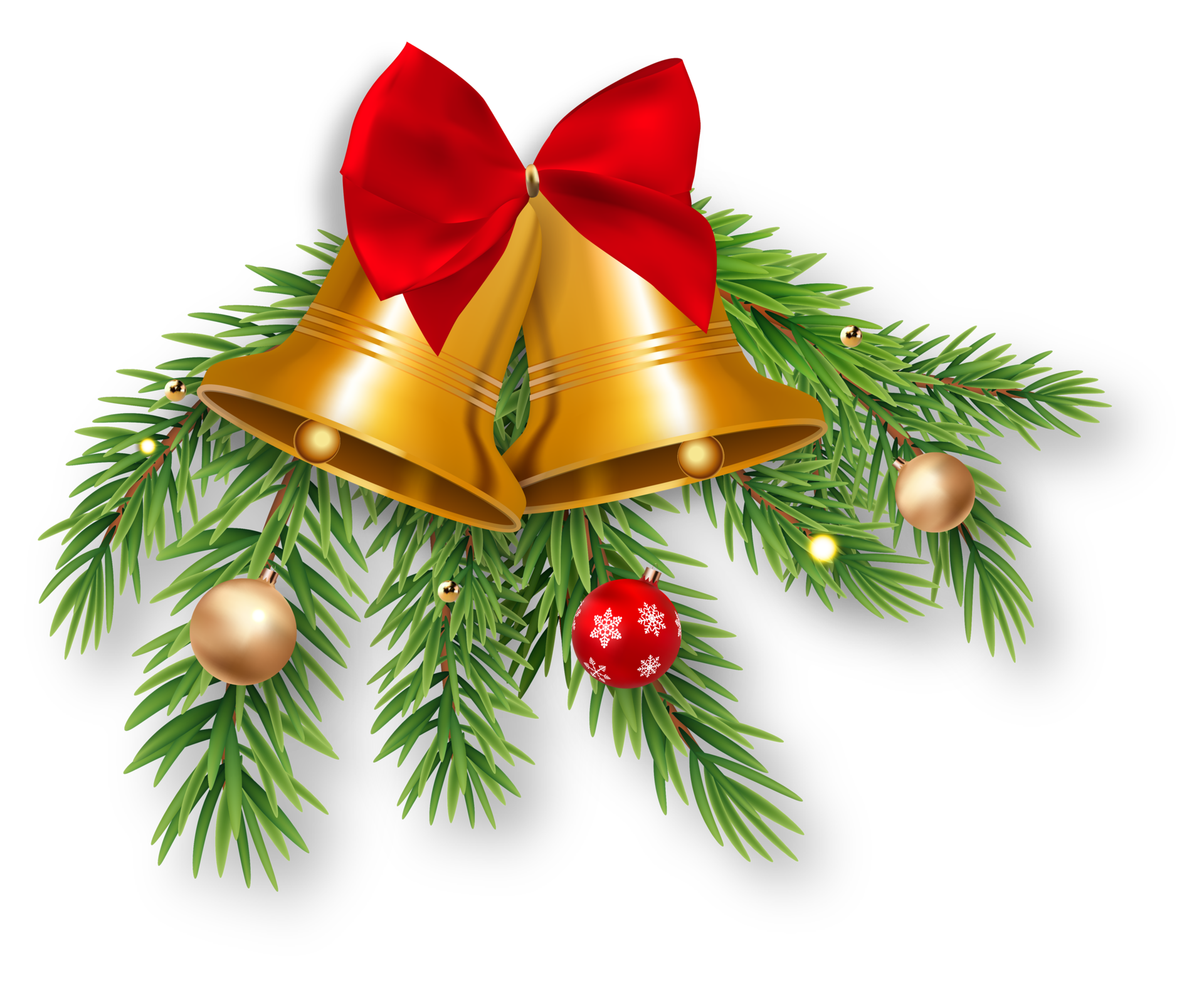 christmas decoration with balls and bell free png